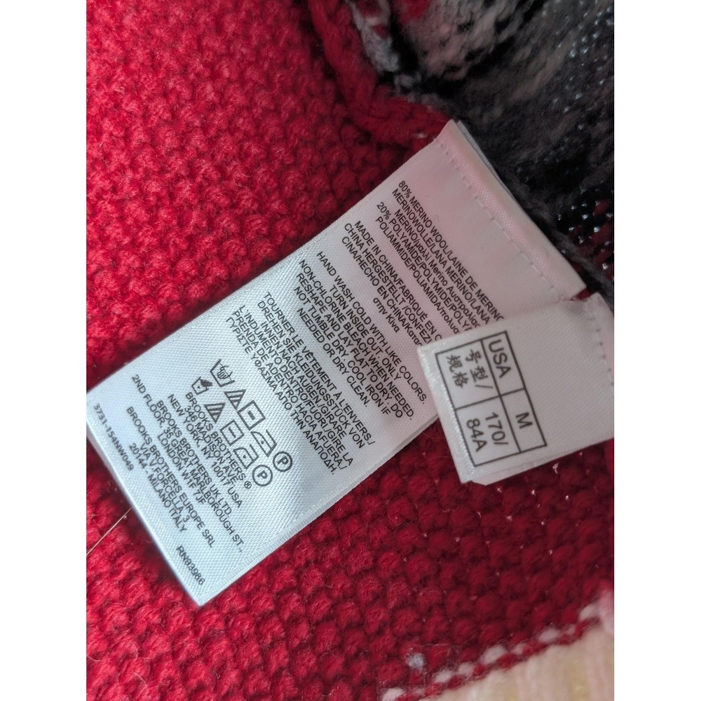 Brooks Brothers Red Fleece Cardigan Sweater Womens Medium Fair Isle Merino Wool - Picture 5 of 7